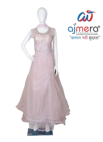 Designer Net Gown and Dupatta Set with Stone Embellishments in Surat