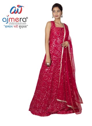 Designer Sequence Work Georgette Gown with Dupatta in Surat