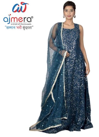 Designer Sequence Work Georgette Gown with Dupatta in Surat