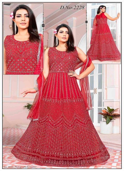 Elegant Long Net Gown Style Kurtis by Ajmera Fashion Perfect for Festive Events in Surat