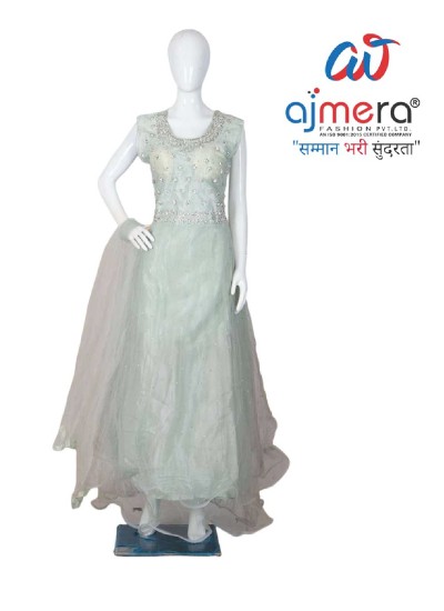Fabric Stone Work Gown with Dupatta Elegant Design in Surat
