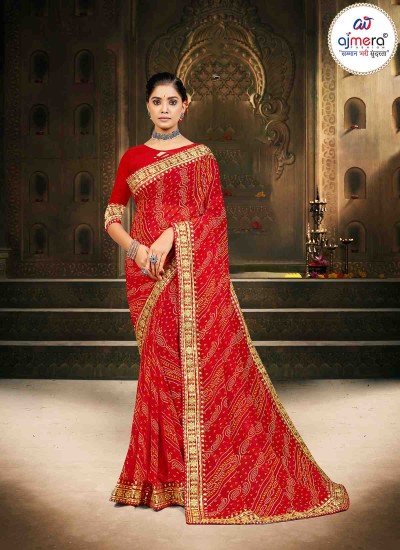 Fancy Bandhani Saree Gota Patti Border and Luxurious Traditional Craft in Surat