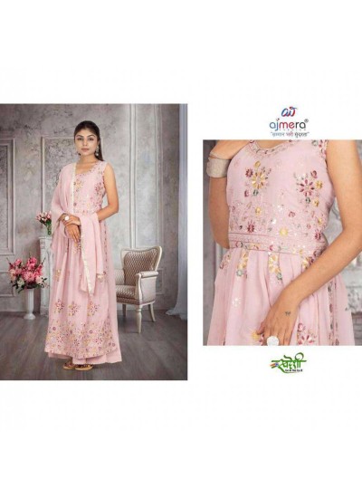 Georgette Long Gown with Dupatta Multy Thread Work Set of Four in Kuwait