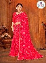 Lightweight Georgette Bandhani Saree Vibrant Festive Wear  in Surat