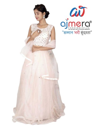 Mirror Work Net Crop Top with Skirt and Dupatta for Festive Wear in Surat