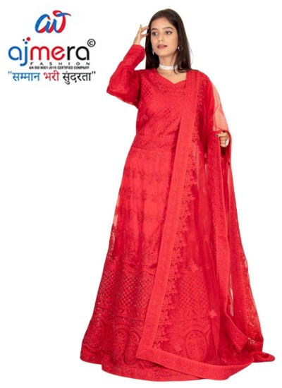 Net Full Sleeves Gown with Self Thread and Stone Work in Kuwait